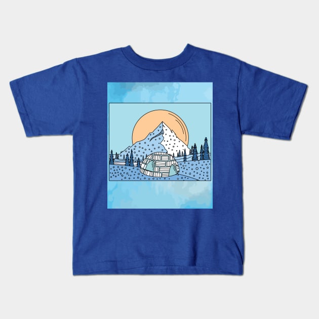 Igloo snow and ice landscape Kids T-Shirt by flofin